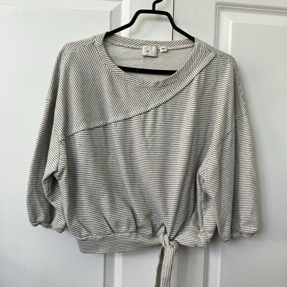 Anthropologie Postmark Top Womens M Tie Front Stripe Neutral - Picture 1 of 8